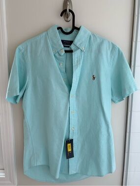 Ralph Lauren Short-Sleeve Button-Down Shirt - Aqua